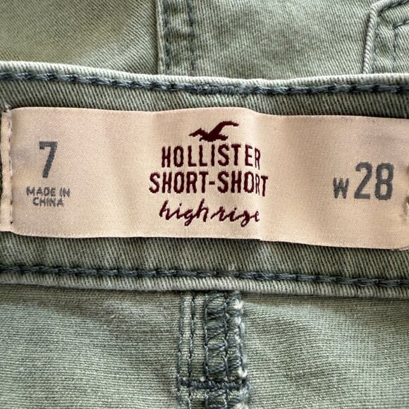Hollister Womens High-Rise Olive Green Short-Shorts Size 7 W28 Beach Y2K Summer - Picture 3 of 9